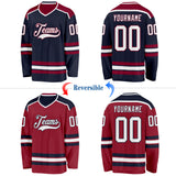 Custom Navy White-Maroon Reversible Double Side Hockey Jersey