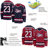 Custom Navy White-Maroon Reversible Double Side Hockey Jersey