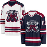 Custom Navy White-Maroon Reversible Double Side Hockey Jersey