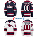 Custom Navy White-Maroon Reversible Double Side Hockey Jersey