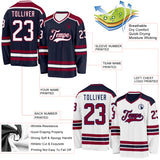 Custom Navy White-Maroon Reversible Double Side Hockey Jersey