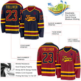 Custom Navy Maroon-Gold Reversible Double Side Hockey Jersey