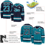 Custom Navy Teal-White Reversible Double Side Hockey Jersey