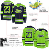Custom Navy Neon Green-White Reversible Double Side Hockey Jersey