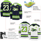 Custom Navy White-Neon Green Reversible Double Side Hockey Jersey