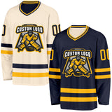 Custom Navy Cream Reversible Double Side Hockey Jersey