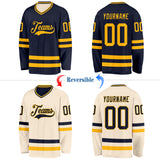 Custom Navy Cream Reversible Double Side Hockey Jersey