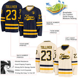 Custom Navy Cream Reversible Double Side Hockey Jersey