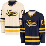Custom Navy Cream Reversible Double Side Hockey Jersey