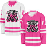 Custom Pink-White Reversible Double Side Hockey Jersey