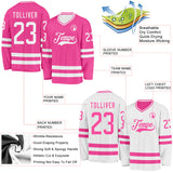 Custom Pink-White Reversible Double Side Hockey Jersey