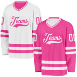 Custom Pink-White Reversible Double Side Hockey Jersey