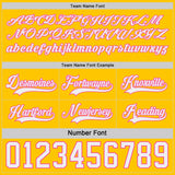 Custom Pink White-Yellow Reversible Double Side Hockey Jersey