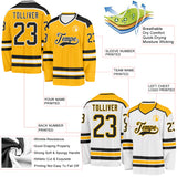 Custom Gold Black-White Reversible Double Side Hockey Jersey