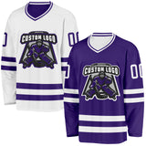 Custom Purple-White Reversible Double Side Hockey Jersey
