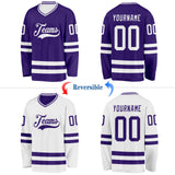 Custom Purple-White Reversible Double Side Hockey Jersey