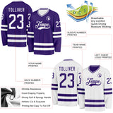 Custom Purple-White Reversible Double Side Hockey Jersey