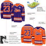 Custom Purple Orange-White Reversible Double Side Hockey Jersey