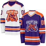 Custom Purple Orange-White Reversible Double Side Hockey Jersey