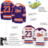 Custom Purple Orange-White Reversible Double Side Hockey Jersey