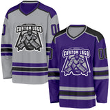 Custom Purple Black-Gray Reversible Double Side Hockey Jersey