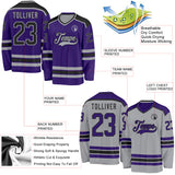 Custom Purple Black-Gray Reversible Double Side Hockey Jersey