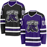 Custom Purple White-Black Reversible Double Side Hockey Jersey