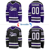 Custom Purple White-Black Reversible Double Side Hockey Jersey