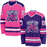 Custom Purple White-Pink Reversible Double Side Hockey Jersey