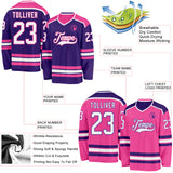 Custom Purple White-Pink Reversible Double Side Hockey Jersey