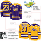 Custom Purple Gold-White Reversible Double Side Hockey Jersey