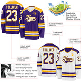 Custom Purple White-Gold Reversible Double Side Hockey Jersey