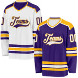 Custom Purple White-Gold Reversible Double Side Hockey Jersey