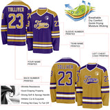 Custom Purple Old Gold-White Reversible Double Side Hockey Jersey