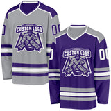 Custom Purple White-Gray Reversible Double Side Hockey Jersey