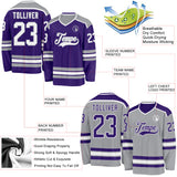 Custom Purple White-Gray Reversible Double Side Hockey Jersey