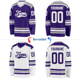 Custom Purple White-Gray Reversible Double Side Hockey Jersey