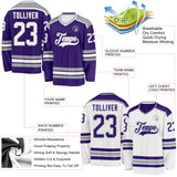 Custom Purple White-Gray Reversible Double Side Hockey Jersey