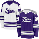 Custom Purple White-Gray Reversible Double Side Hockey Jersey