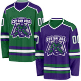 Custom Purple White-Kelly Green Reversible Double Side Hockey Jersey