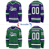 Custom Purple White-Kelly Green Reversible Double Side Hockey Jersey