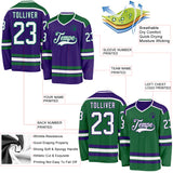 Custom Purple White-Kelly Green Reversible Double Side Hockey Jersey