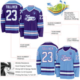 Custom Purple White-Light Blue Reversible Double Side Hockey Jersey