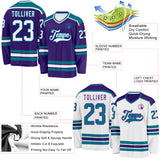 Custom Purple White-Teal Reversible Double Side Hockey Jersey