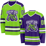 Custom Purple Neon Green-White Reversible Double Side Hockey Jersey