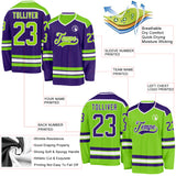 Custom Purple Neon Green-White Reversible Double Side Hockey Jersey