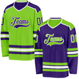 Custom Purple Neon Green-White Reversible Double Side Hockey Jersey