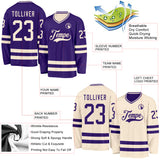 Custom Purple-Cream Reversible Double Side Hockey Jersey