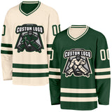 Custom Green-Cream Reversible Double Side Hockey Jersey