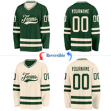 Custom Green-Cream Reversible Double Side Hockey Jersey